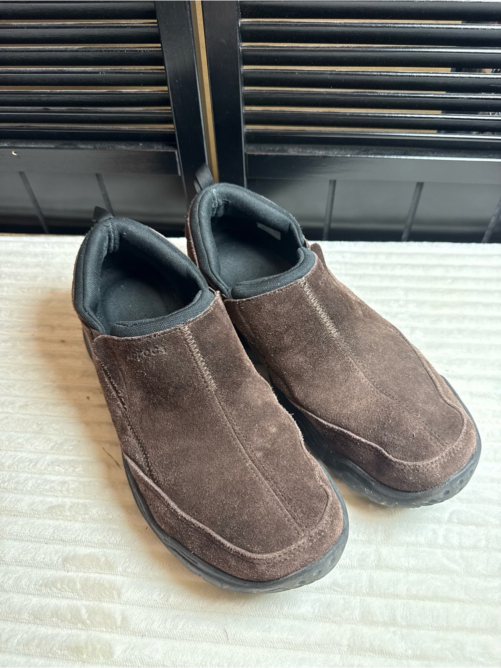 CROCS Men's Brown Suede Slip-On Loafers